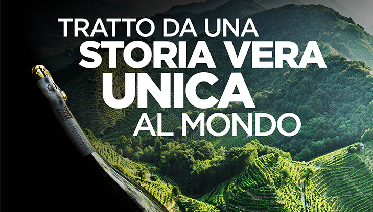Un dettaglio della pubblicità Conegliano Valdobbiadene Prosecco DOCG