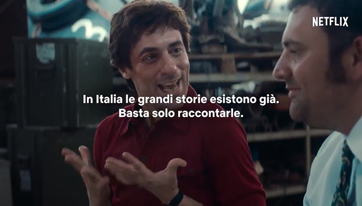 Un'immagine del nuovo spot Netflix dedicato alle produzioni italiane
