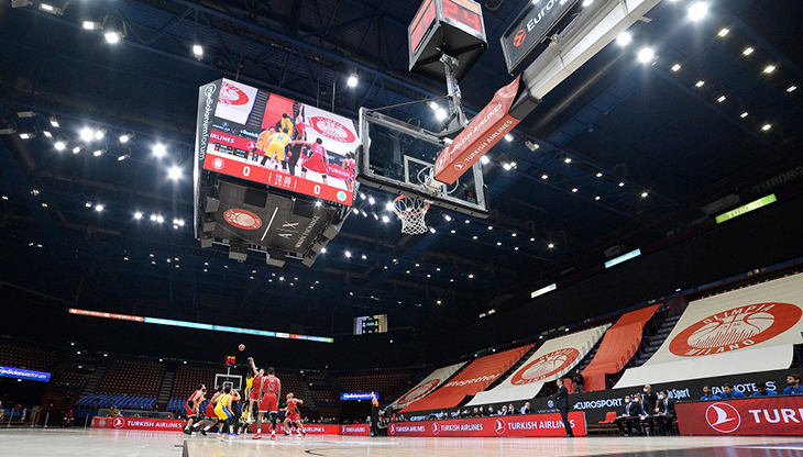 La scenografia digitale allestita al Mediolanum Forum da FluidNext Sport e Tecnovision