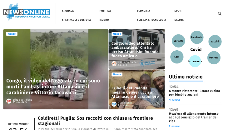 Una immagine del nuovo sito Newsonline.it
