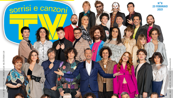 Un dettaglio della cover del numero di "Sorrisi", dedicata ai cantanti di Sanremo
