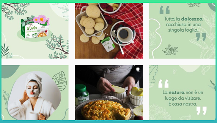 Un dettaglio della pagina Instagram di Truvia Italia