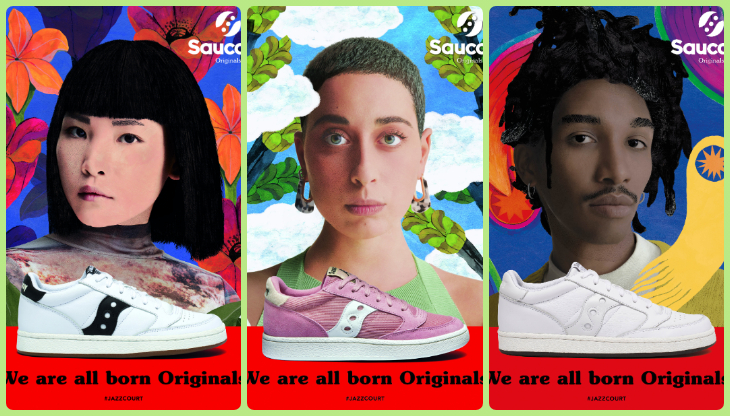 Un collage delle immagini della nuova campagna Saucony