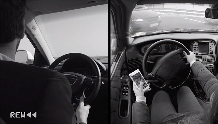 Un frame dello spot Anas "Vite parallele"