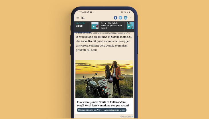 Un'immagine della campagna realizzata da Verti sui formati Outbrain
