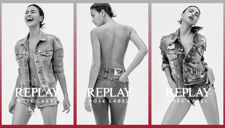 Alcune immagini della campagna dedicata a Replay Rose Label collection con Irina Shayk