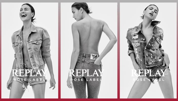 Alcune immagini della campagna dedicata a Replay Rose Label collection con Irina Shayk