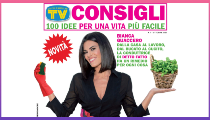 Un dettaglio della copertina del primo numero di Tv Sorrisi e Canzoni Consigli con Bianca Guaccero