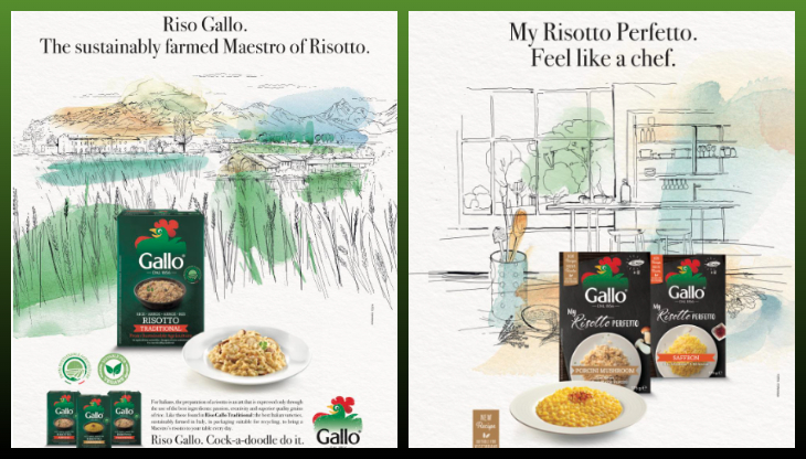 Due dei soggetti della campagna Riso Gallo pianificati in UK 