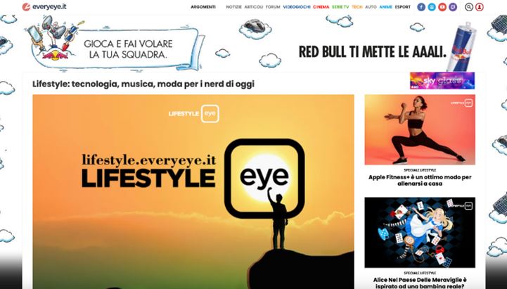 Un dettaglio della homepage di Lifestyle.everyeye.it