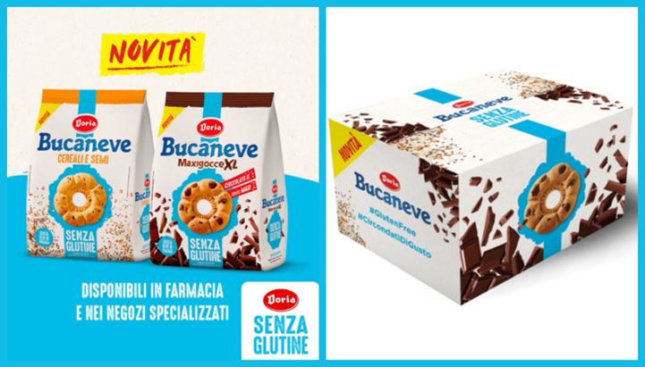 I pack dei Bucaneve Cereali e Semi e Bucaneve MaxigocceXL senza glutine e la box inviata agli influencer