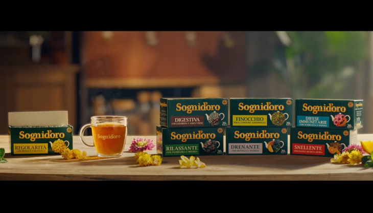 Un frame del nuovo spot Sognid'oro dedicato alle Tisane Funzionali