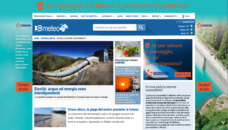 Edison ha sponsorizzato l'inaugurazione della sezione Sostenibilità di 3BMeteo