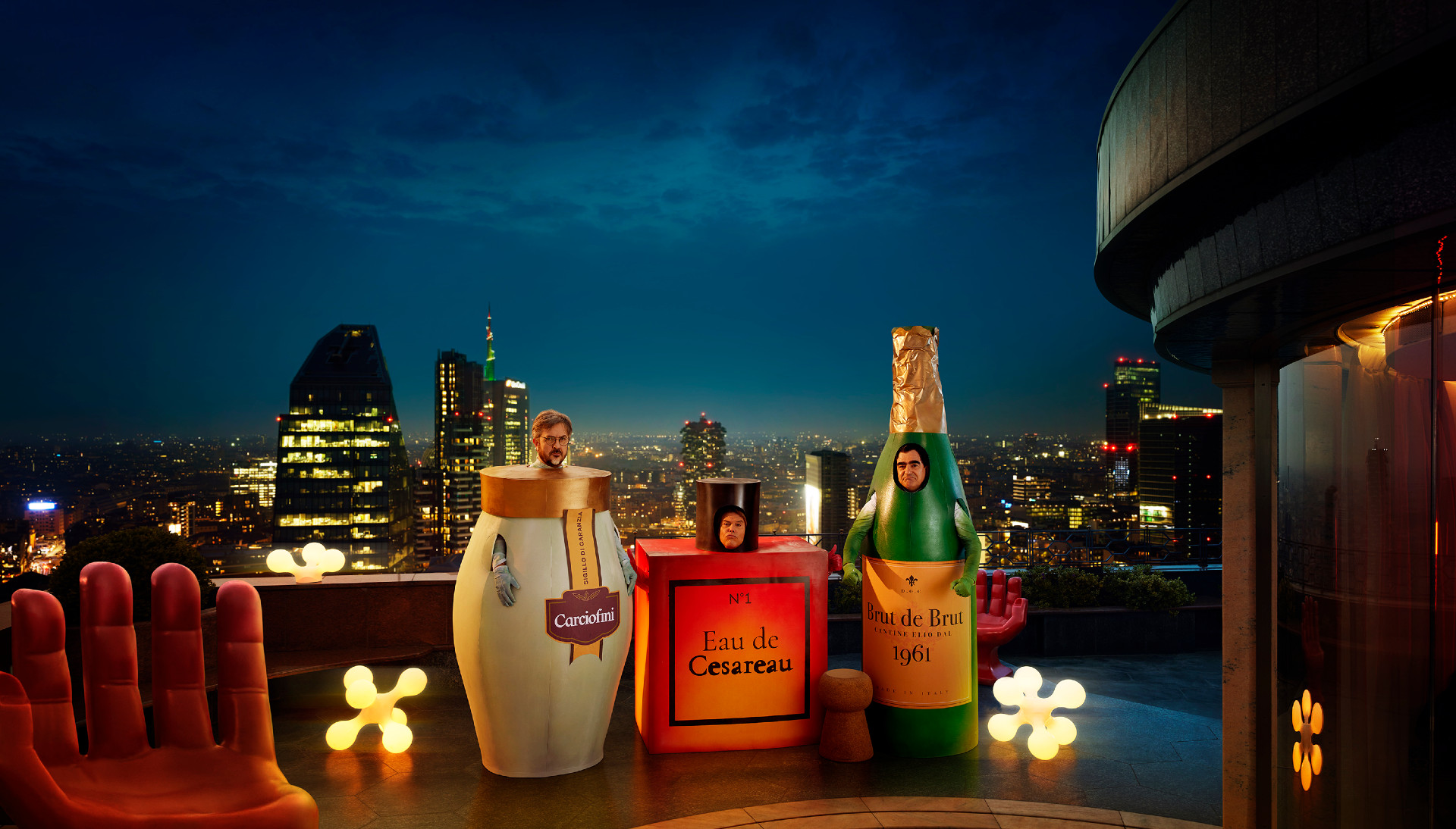 Un'immagine del nuovo spot CoReVe con gli Elio e le Storie Tese