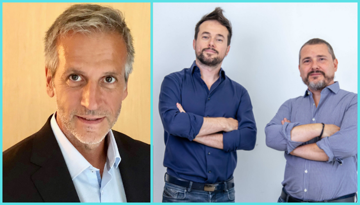 Da sinistra: Benoît Di Sabatino, CEO Banijay Kids & Family; Giorgio Scorza e Davide Rosio, CEO Movimenti Production 