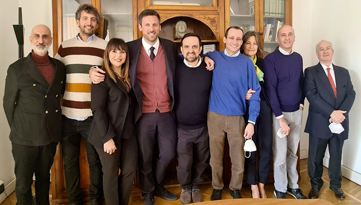 Da sinistra Maurizio Lotito, Leonardo Frugiuele, Maria Miracapillo, Sabino Sernia, Antonello Fratepietro, Pietro Biglia, Paola Frugiuele, Riccardo Frugiuele e Lorenzo Biglia