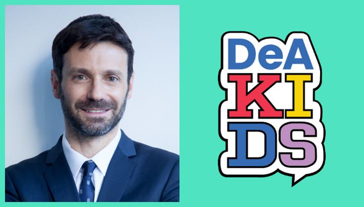 Massimo Bruno e il nuovo logo di DeaKids