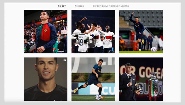Un dettaglio della pagina Instagram di Cristiano Ronaldo