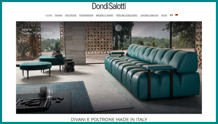 Un'immagine del sito web di Dondi Salotti