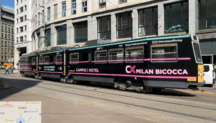 I tram di Milano sono stati rivestiti con i visual fluo della campagna