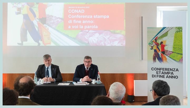 Un momento della conferenza stampa di Conad 