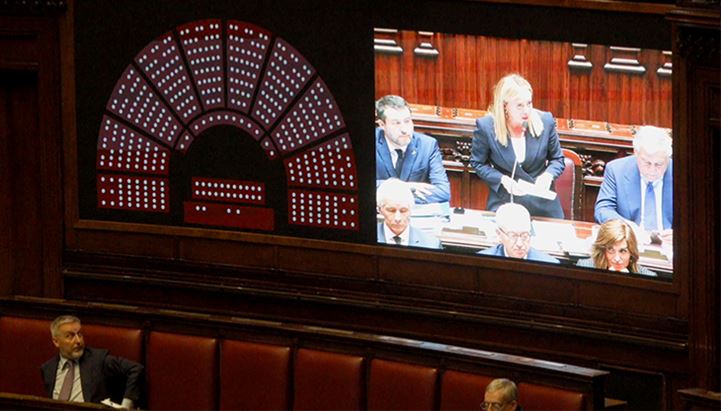 Un'immagine dei nuovi schermi MacroPIX alla Camera dei Deputati