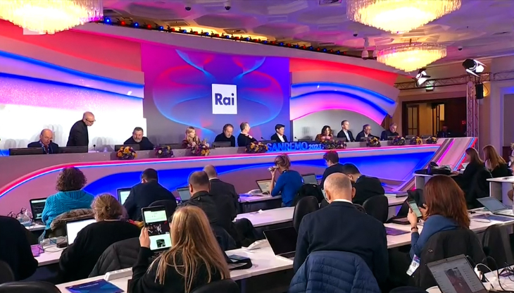 Un momento della conferenza stampa conclusiva di Sanremo 2023