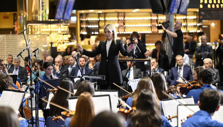 Un momento dell'evento "New Rhythm" organizzato da Mundys con Ninetynine all'aeroporto di Fiumicino