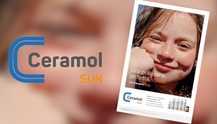 Il cartello realizzato per il lancio di Ceramol Sun nelle farmacie