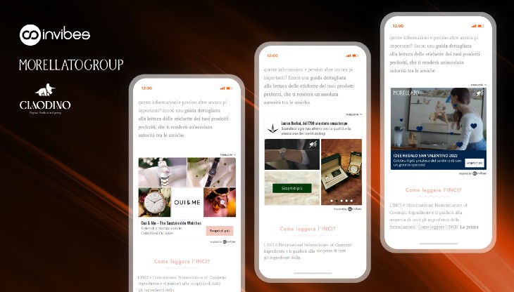 Alcuni dei formati Invibes usati per le campagne di Morellato Group