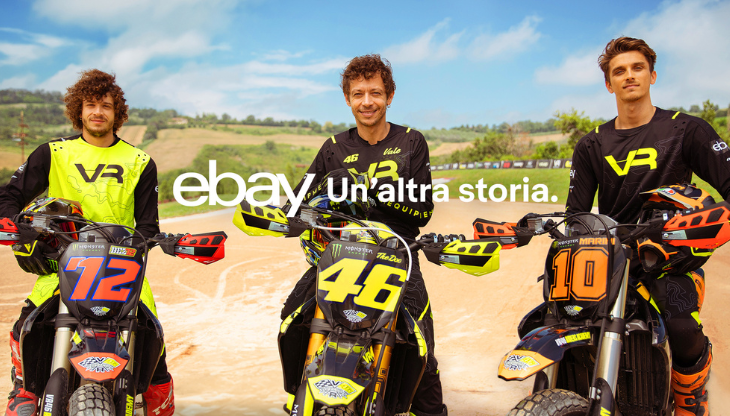 Marco Bezzecchi, Valentino Rossi e Luca Marini nel nuovo spot eBay