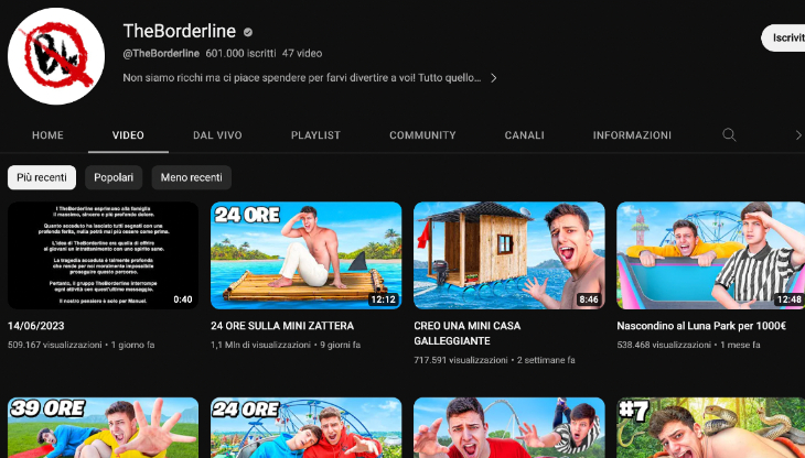 Il canale YouTube TheBorderline