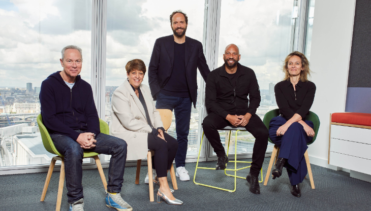 I top manager di Brandtech e Jellyfish. Da sinistra Nick Emery, Dawn Dickie, David Jones, Rob Pierre ed Emma Cookson