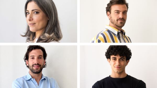 In alto: Annaclara Maffucci e Alessandro Guida; in basso: Matteo Sammarone e Matteo Di Raimondo