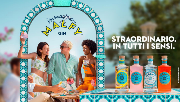 Nella foto, un'immagine della campagna pubblicitaria di Malfy Gin