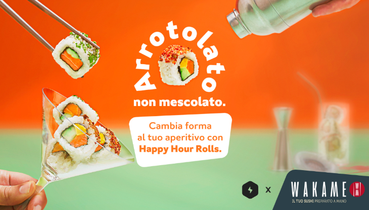 Happy hour rolls, Wakame cambia forma all'aperitivo con Caffeina  