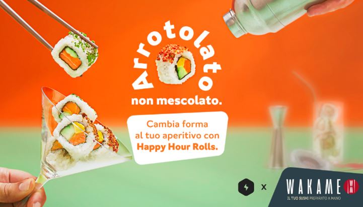 Happy hour rolls, Wakame cambia forma all'aperitivo con Caffeina  