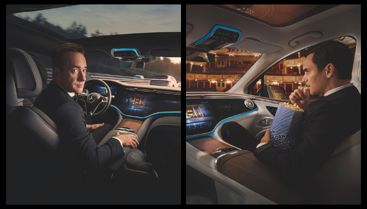 Matthew Macfadyen e Roger Federer in alcune immagini della nuova campagna Mercedes-Benz
