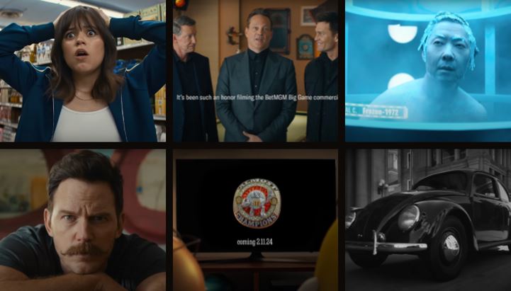 Le immagini tratte da alcuni degli spot teaser che i brand hanno lanciato in vista del Super Bowl 2024