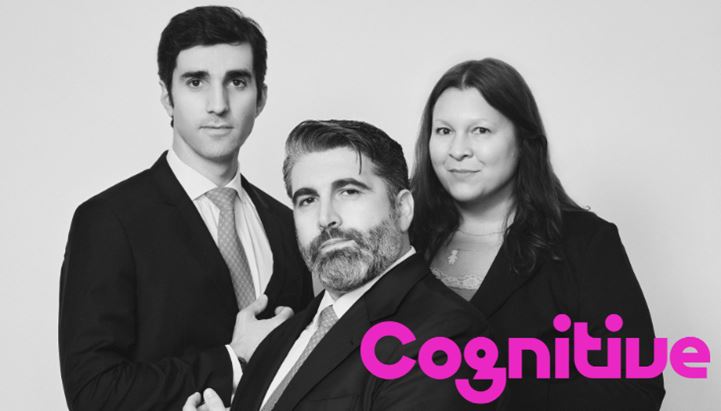 Da sinistra, i founder di Cognitive Tommaso Odone e Paolo Pettinato, insieme alla MD Francesca Grilli