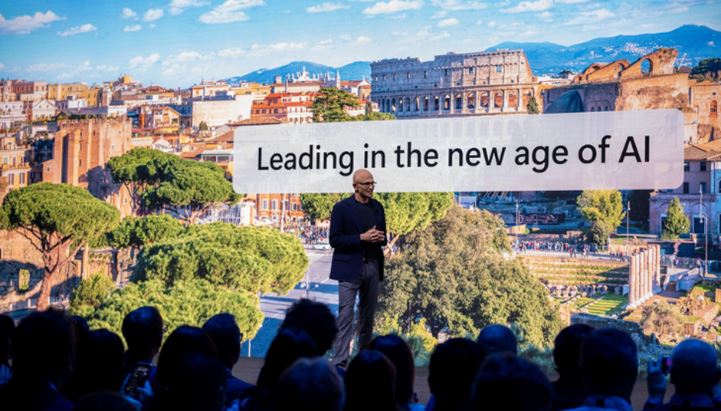 Il Ceo di Microsoft Satya Nadella a Roma per il Microsoft AI Tour