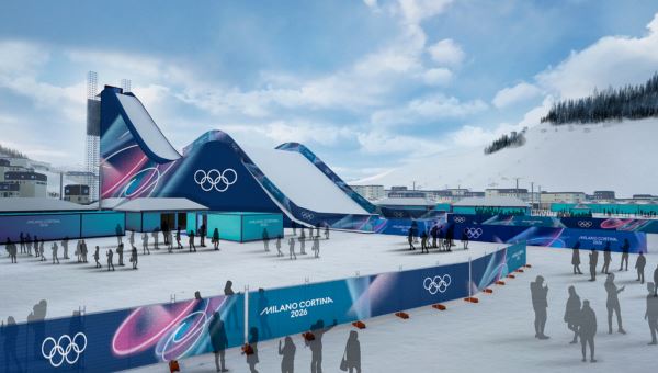 Nella foto: come si presenteranno le location delle Olimpiadi di Milano Cortina