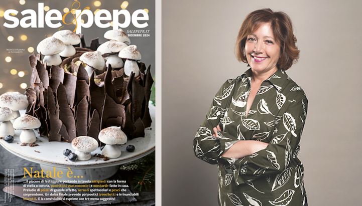 La copertina del numero speciale Natale di Sale&Pepe. A destra, la direttrice del mensile Laura Marigliano