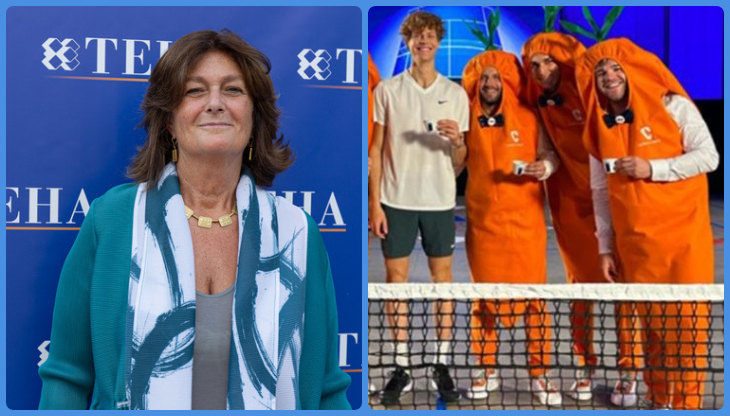 Maria Cristina Russo e Jannik Sinner con i 'Carota Boys'