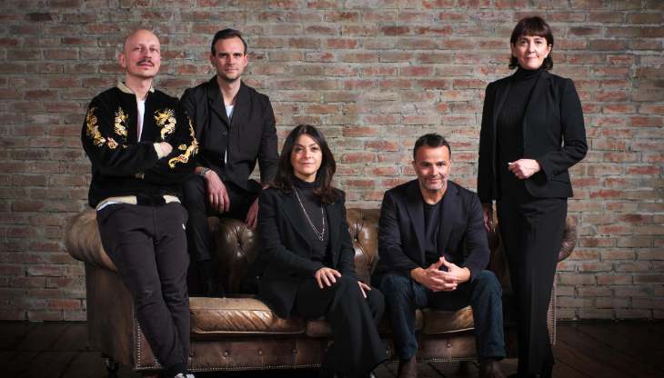 Il nuovo Board di Dentsu Creative: da sinistra Riccardo Fregoso, Niccolò Rigo, Alessia Oggiano, Emanuele Nenna, Silvia Rossi