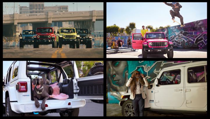 Alcune immagini tratte dallo spot da 30 secondi della campagna "Famous for Freedom" di Jeep