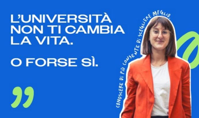 Uno dei visual della campagna di Università di Bologna