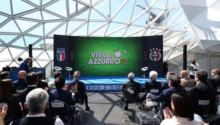 Un momento della presentazione a Roma di Vivo Azzurro Tv