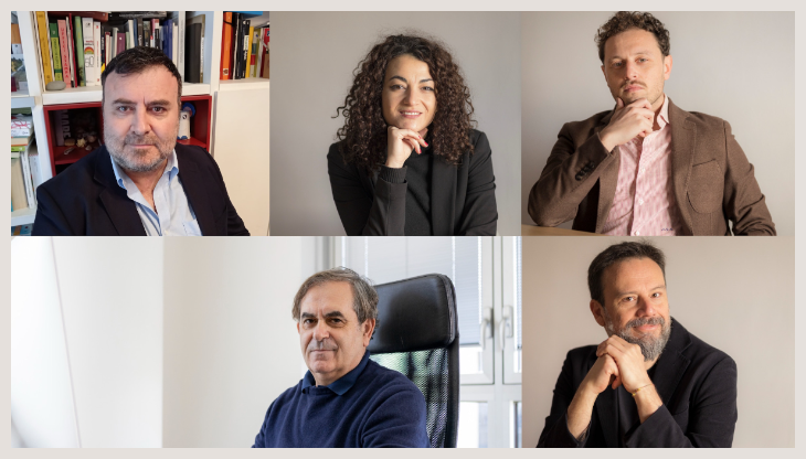 In alto: Michele Marangon, Noemi Borghese, Natale De Gregorio. In basso: Massimo Moggi, Francesco Nicodemo