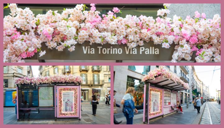 Alcune immagini dell'installazione realizzata a Milano da Next14 per Roku Gin Sakura Bloom